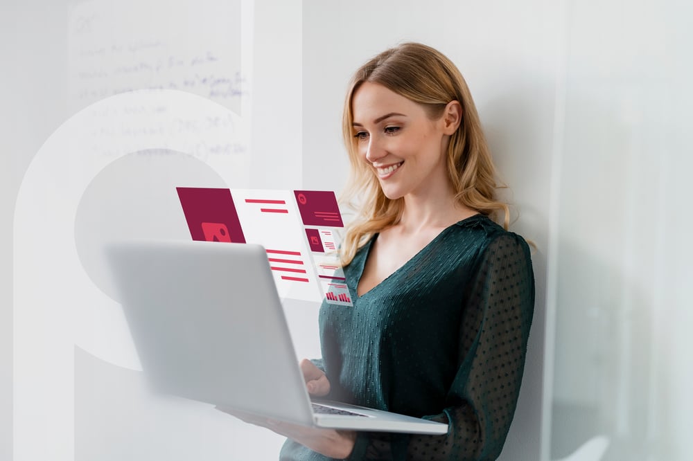 Image showing a woman with a laptop relaxing while doing her work thanks to primedocs integration